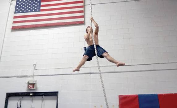 Rope Climbing in gymnastics Training